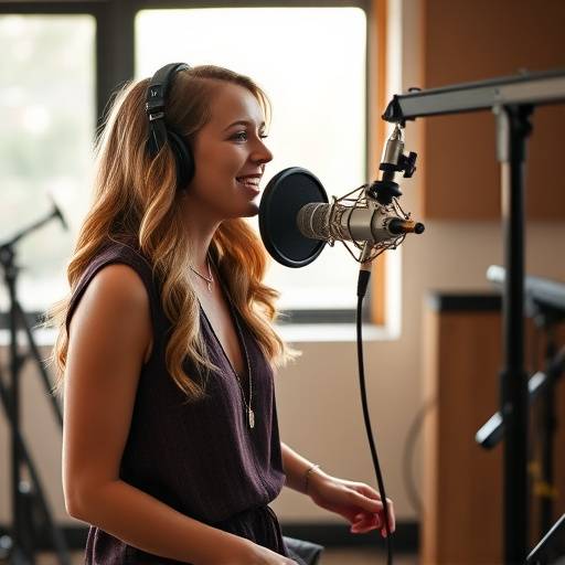 Client photo during recording session of Sarah Johnson